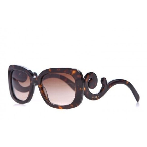 Pre-owned Prada Square Baroque Swirl SPR 27O Acetate Sunglasses Tortoise - Picture 1 of 10